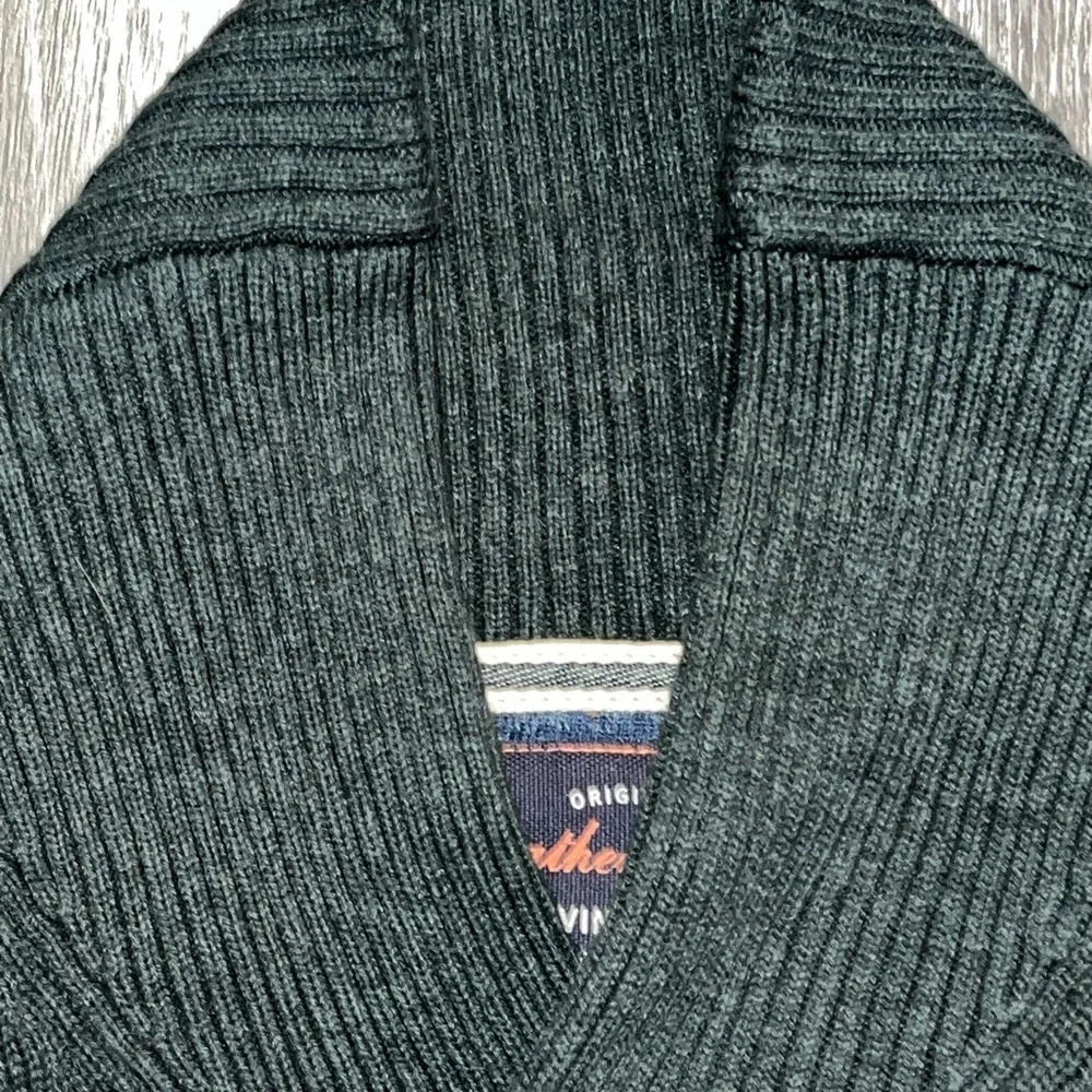 Weatherproof Vintage Men's Green Long-Sleeve Shawl Collar Sweater Size L (T1)